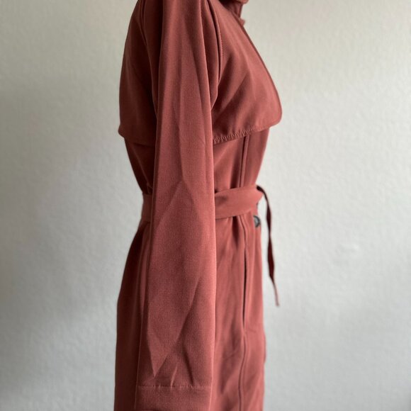 🧥 Abercrombie & Fitch Rust Red Trench Coat – Size Small - Picture 3 of 12